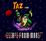 Taz in Escape from Mars (USA, Europe) Title Screen